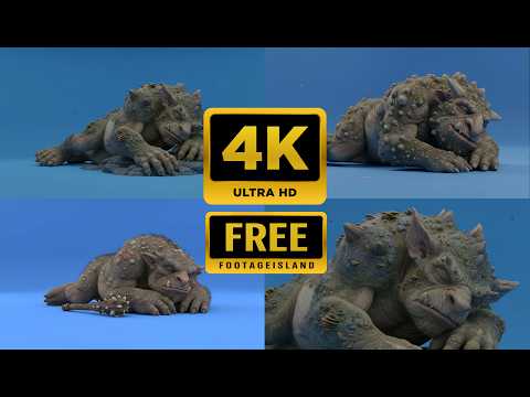 Cave Troll Sleeping on a Blue Screen Background Free Footage Part 03