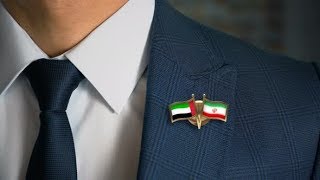 Businessman Friend Flags Pin United Arab Emirates Iran Stock Footage - Videohive