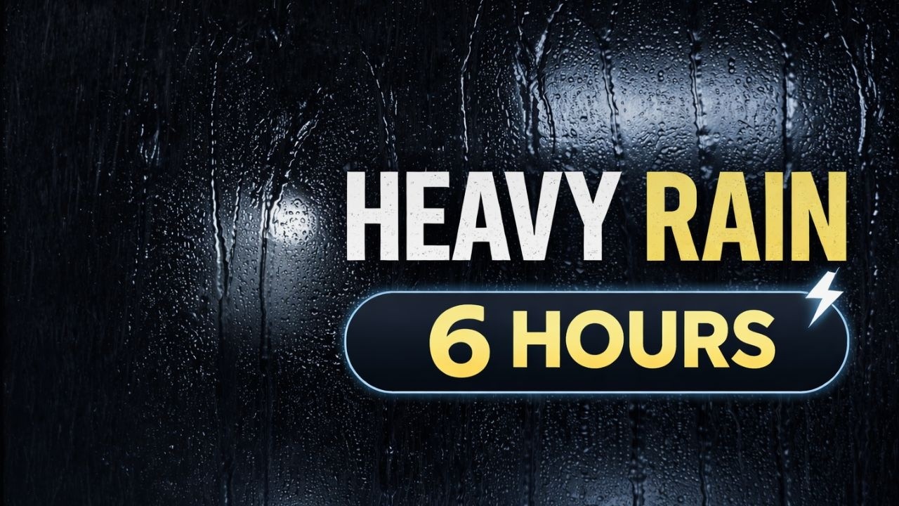 Heavy Rain on Window with Distant Thunder Dark Screen 6 Hours for Deep Sleep