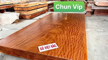 Gỗ Cẩm Hồng Nguyên Khối, Không Lỗi Vết, Vân Chun Víp, kích thước 430 * 220(210) * 22cm - gỗ Việt Bắc