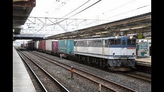 【Japan Railway】海上コンテナ輸送 白NYK LINE(tex)・白seaco・BEACON・UT8C VORTEX 塩化メチレン積載 4072レ EF65 2060更新色牽引