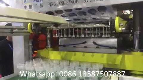 SPC 760B Automatic Plastic Cup Making Machine with Robot Stacker in Chinaplast 2016