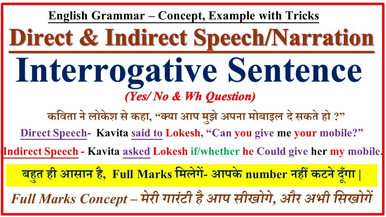 direct and indirect speech of interrogative sentences