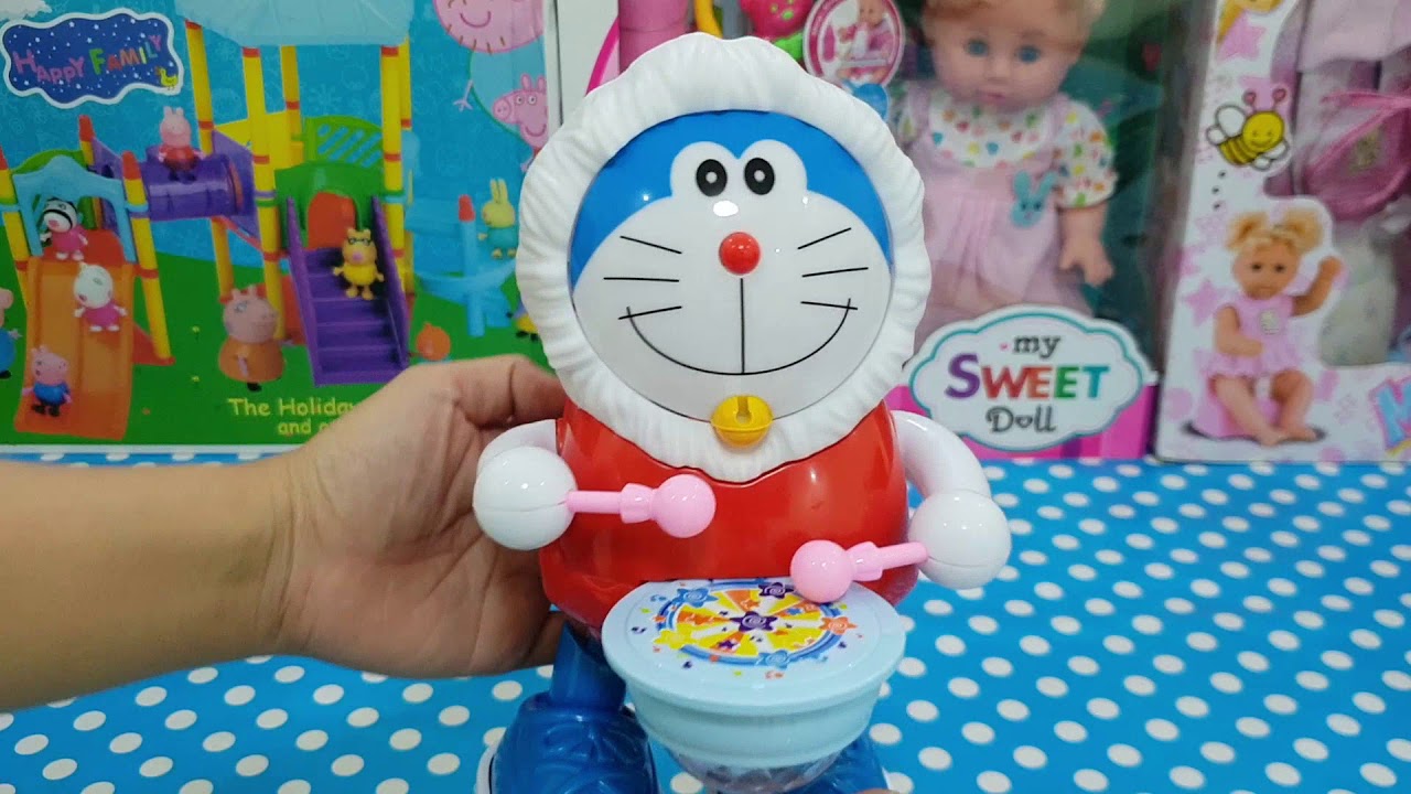 Cartoon Toy Doraemon Play Drum with Music and Light Effect Beautiful Toy for Kids