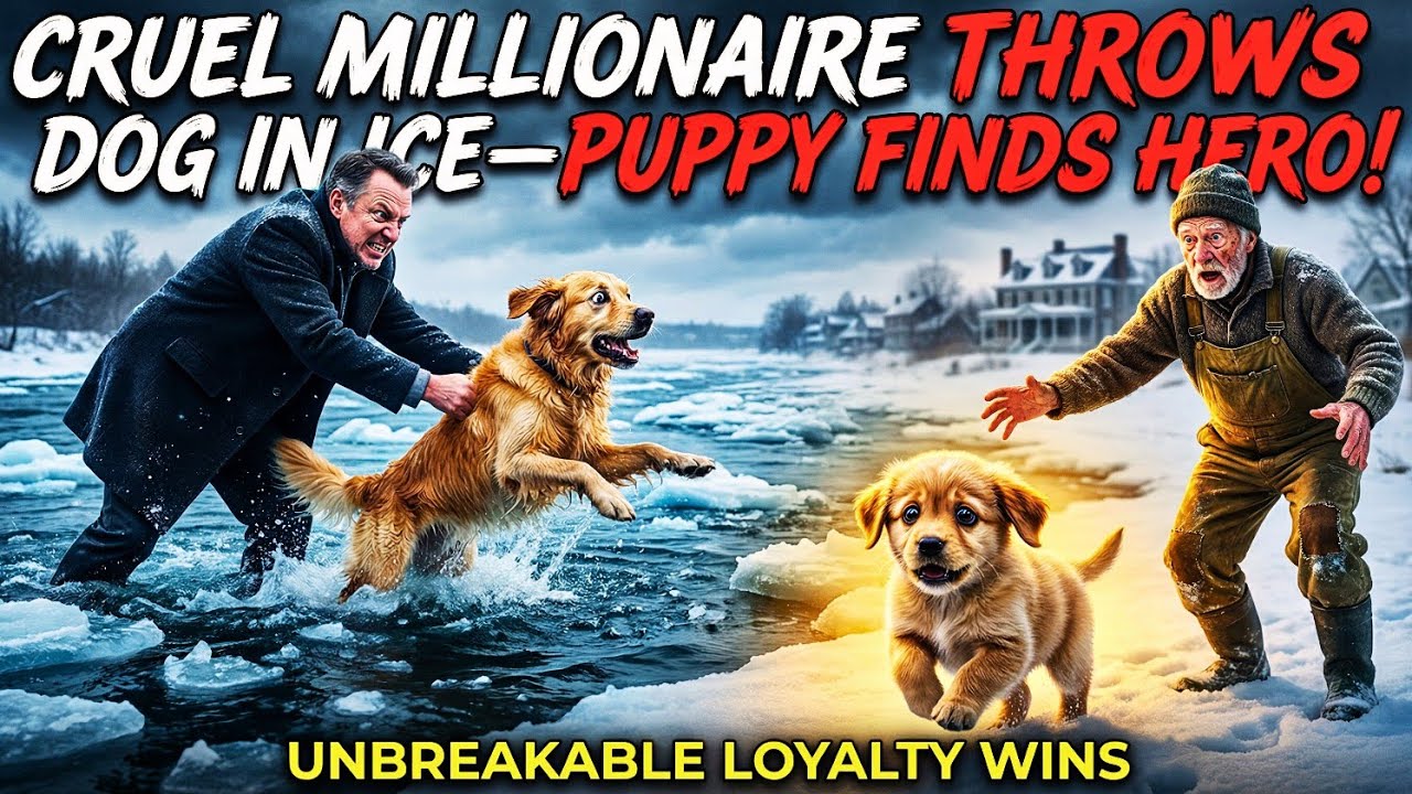 Rich Jerk Throws Dog into Ice River—Tiny Pup Finds Fisherman Savior