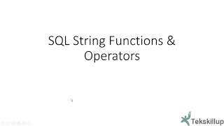 String Functions and Operators in PostgreSQL