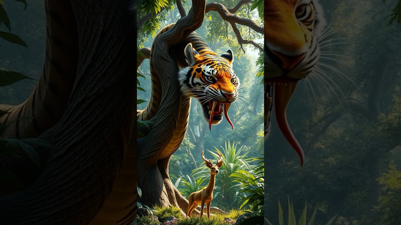 Serpent-Tiger Coiled in the Jungle Canopy 