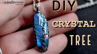 Crystal Point Tree of Life Wire Wrap Tutorial Using Top Drilled Titanium Aura Quartz | DIY Jewelry