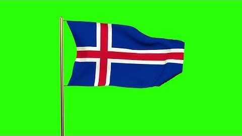 Iceland Flag Waving In The Wind. Looping Sun Rises Style. Animation Loop. Green Stock Animation