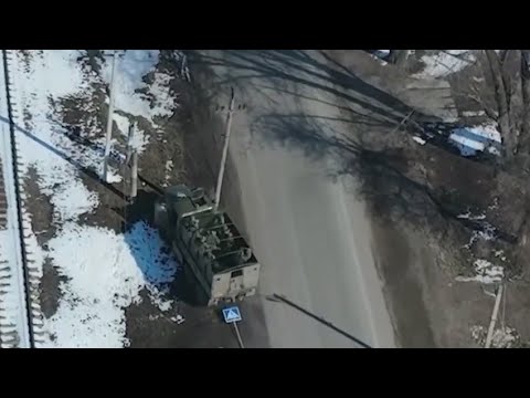 Russian military vehicle ambushed by Ukrainian forces
