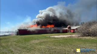 Grass fire turns into barn fire in the Sarto area Wednesday afternoon