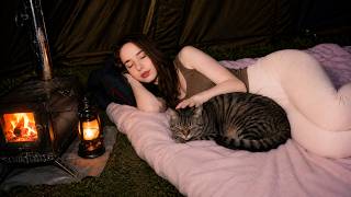 3 Gün Tek Başına Hot Tent Kampı Şiddetli Yağmurda Kedimle | Rain ASMR