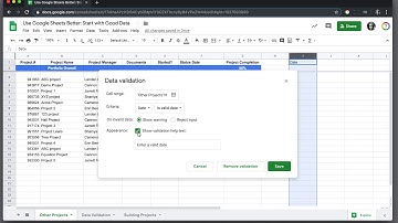 Google Sheets: Add a clickable calendar in cells (data validiation by valid date)