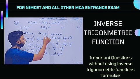 39 CH-03 Inverse Trigonometric Function for NIMCET|| Questions