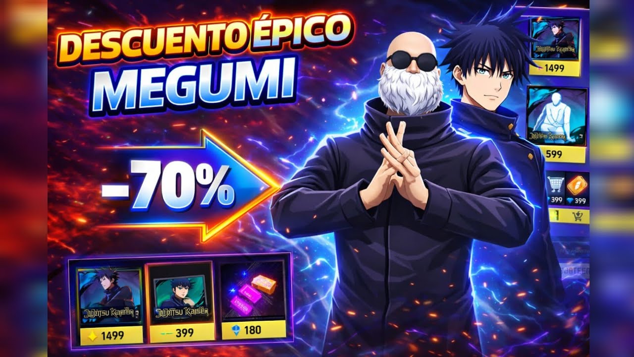 Cómo funciona el evento más x más paquete Megumi Fushiguro free fire!  Descuento del 80%! 