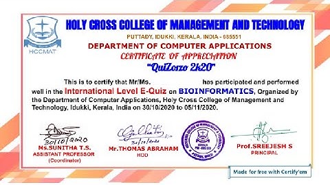 ONLINE CERTIFICATE l BIOINFORMATICS QUIZ l BIOLOGY CERTIFICATE QUIZ l  Free Certificate in 2 minutes