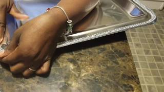 DIY SILVER BLINGED SERVING TRAY  (DOLLAR TREE AND FAMILY DOLLAR ITEMS)