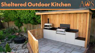 Luxury Outdoor Kitchen Transformation with Wooden Shelter, Built-In BBQ &amp; Garden Patio