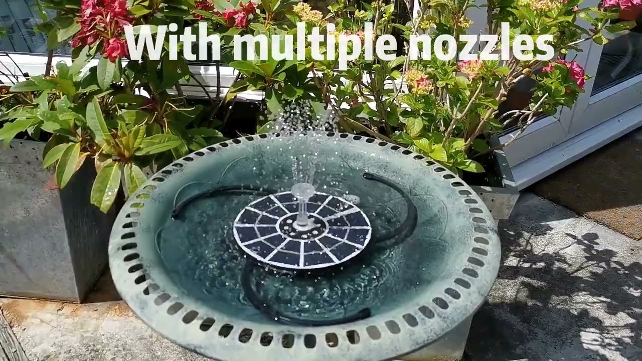 AISITIN 3.5W LED Solar Fountain Pump with Colorful Lights &Multiple Nozzle