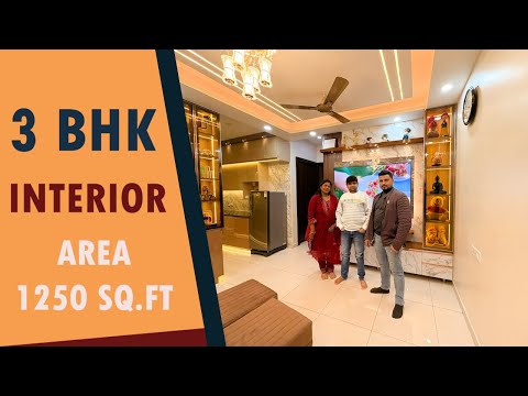 Compact 3 BHK Interior Design in Nirala Estate Tech zone 4 Noida Extension | Total Area 1250 SQ.Ft