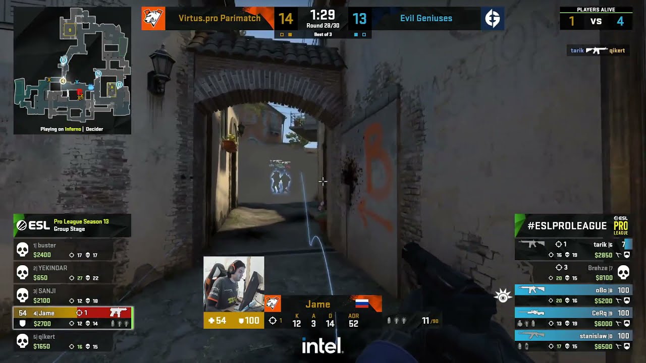 Brehze - 3 quick AK HS kills, Virtus.pro vs Evil Geniuses, ESL Pro League Season 13