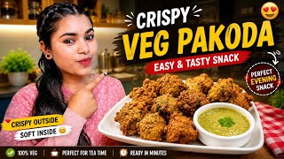Crispy Veg Pakoda Recipe 🔥 Easy Evening Snack 😋 Crispy Outside, Soft | Monsoon Special Veg Pakoda | screenshot 4