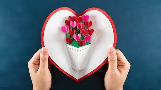 : DIY Valentine Pop up Card - 3D Heart Pop up Card - Pop Up Card Tutorial -Paper Crafts