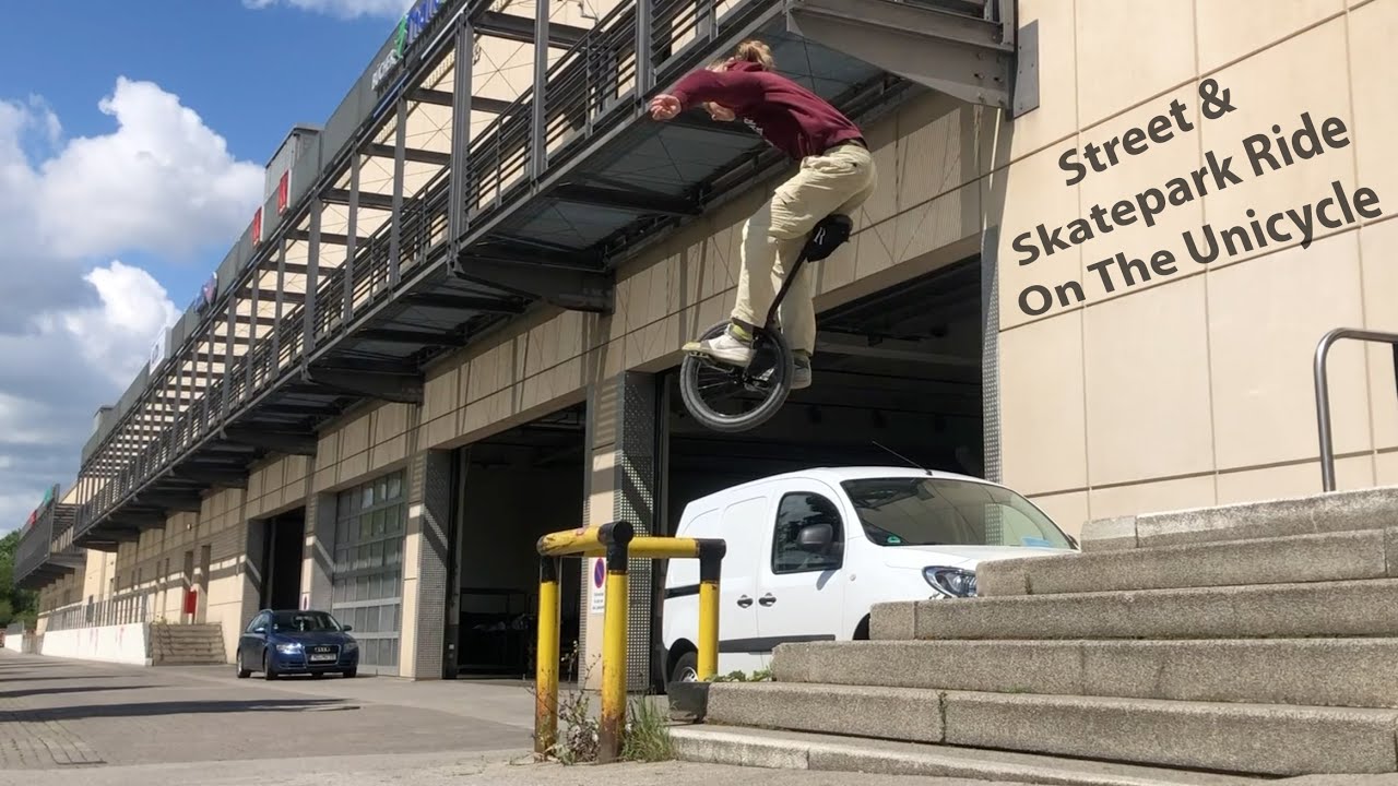 Street Ride & Skatepark Session On The Unicycle