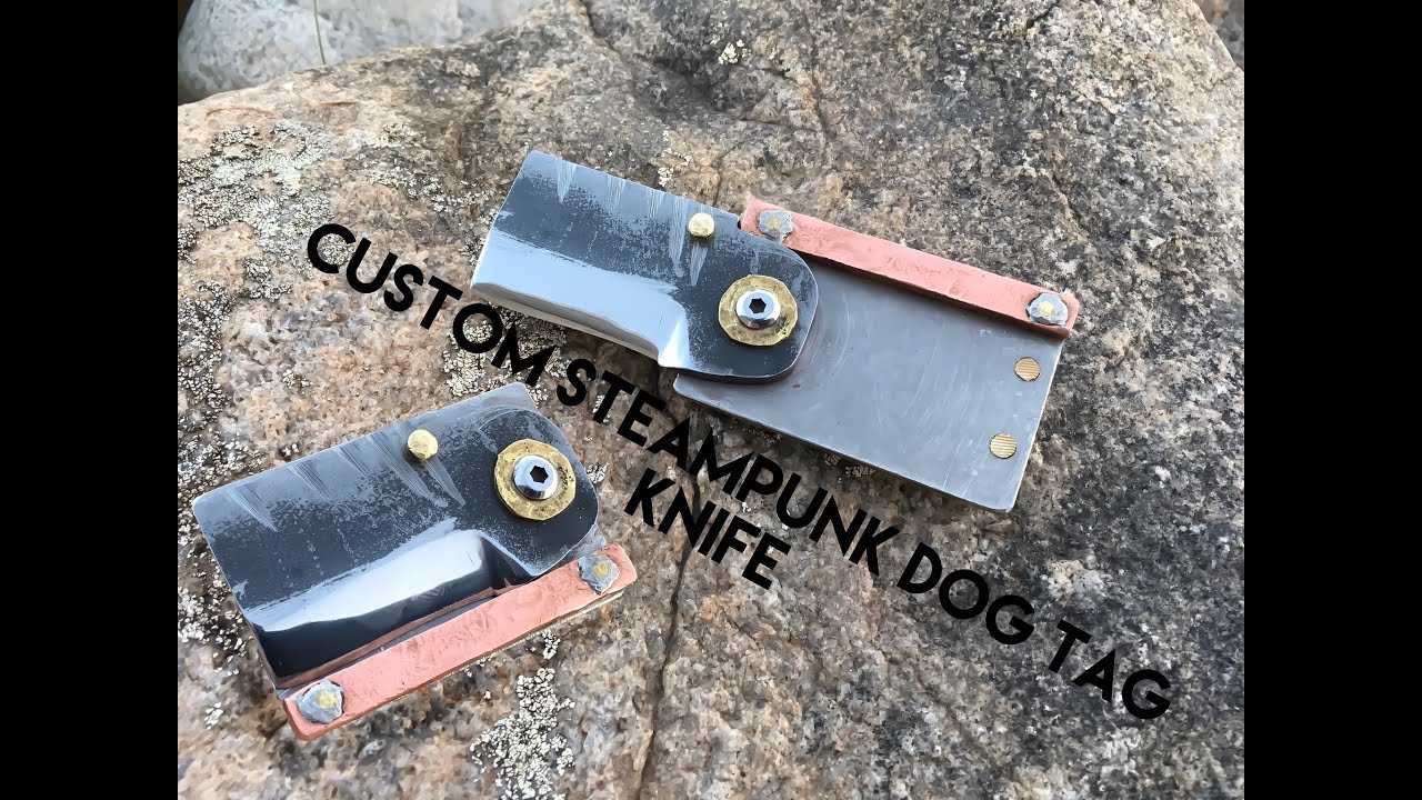Custom steampunk dog tag knife