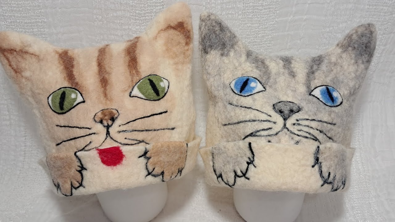 Шапочки для бани и сауны.Мастер класс.Мокрое валяние.Bath and sauna hats. Master class.Wet felting