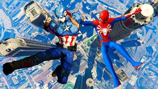 GTA 5 Ragdolling Fails (Spiderman Vs Captain America Extreme Fails)