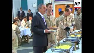 President Bush has breakfast with US Navy 5th Fleet