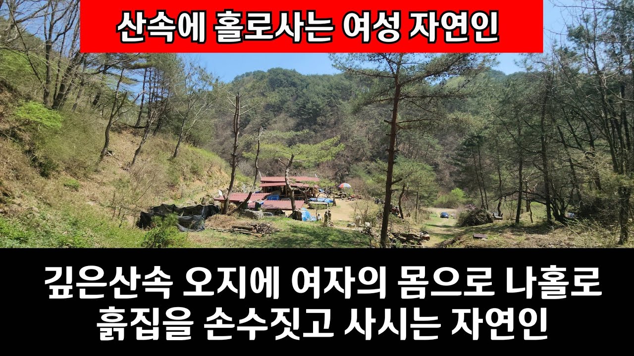 여성의 몸으로 깊은산속 오지에 흙집을 손수 짓고  살고 계시는 자연인 은 참 행복 하다고 합니다