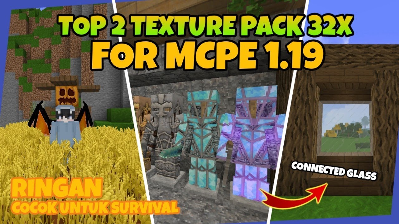 TOP 2 TEXTURE PACK 32X UNTUK SURVIVAL MCPE 1.19 - YouTube