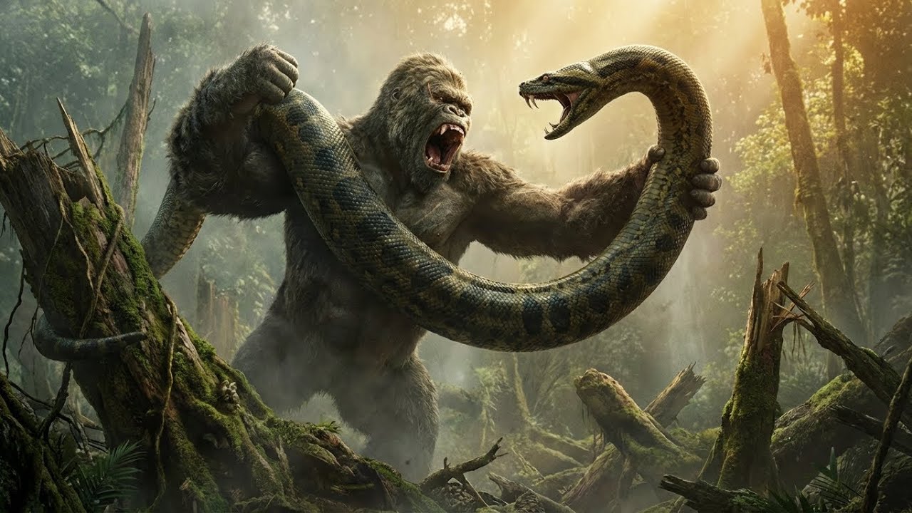 King Kong vs Giant Anaconda | Unrealistic Power Meets Deadly Predator