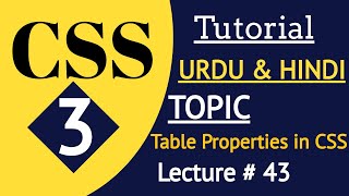 How to Use Table Properties In CSS |TablePropertiesInCss|Full tutorial In Urdu & Hindi