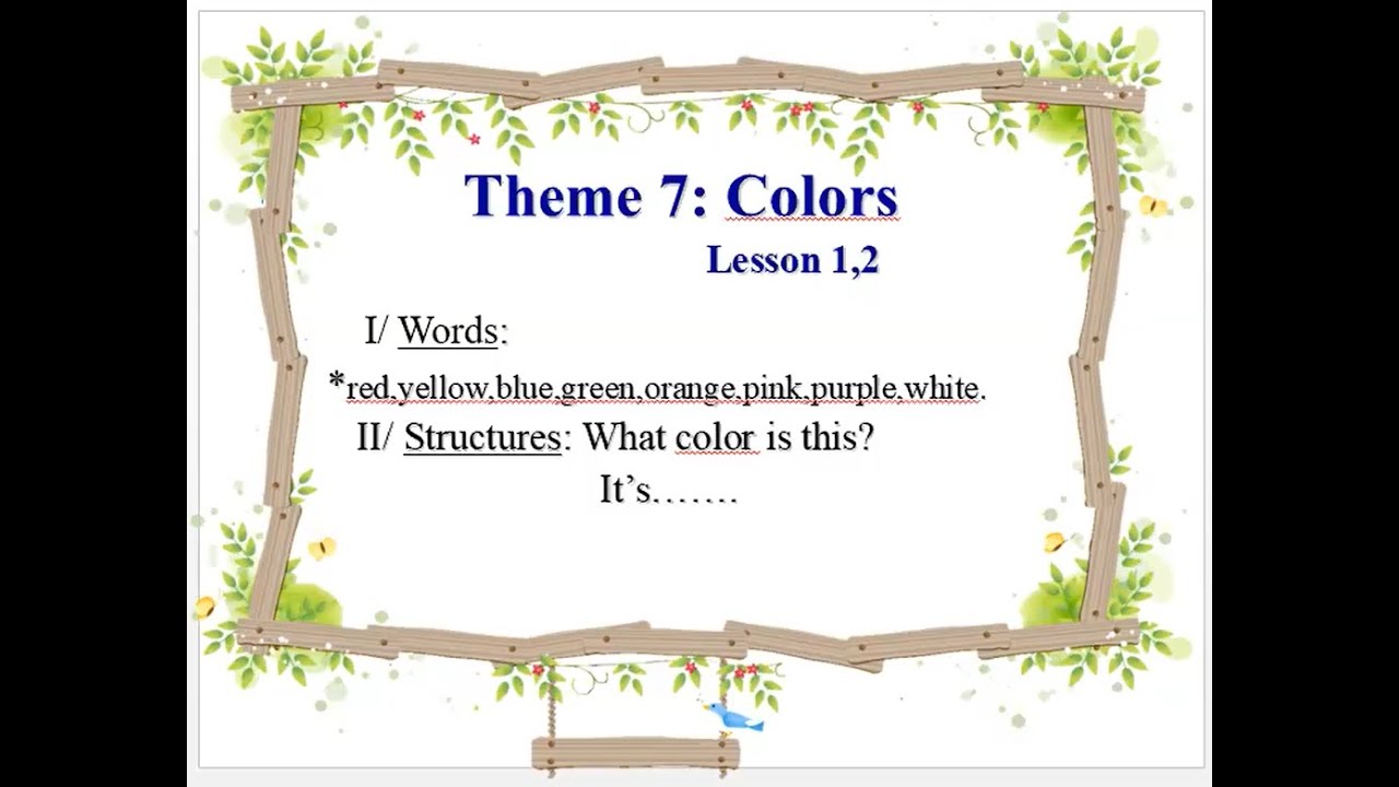 GRADE 1: THEME 7: Colors (Lessons 1,2) - YouTube