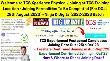 TCS Breaking Good News Freshers 2023-2022 Batch & Experienced Joining Date Out How & Where to Check