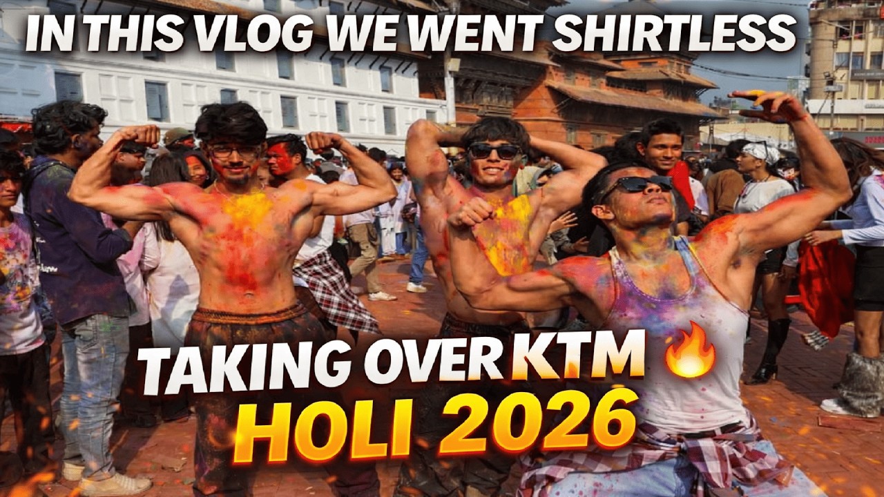 We Took Over Kathmandu Shirtless 😳 | Basantapur Holi 2026