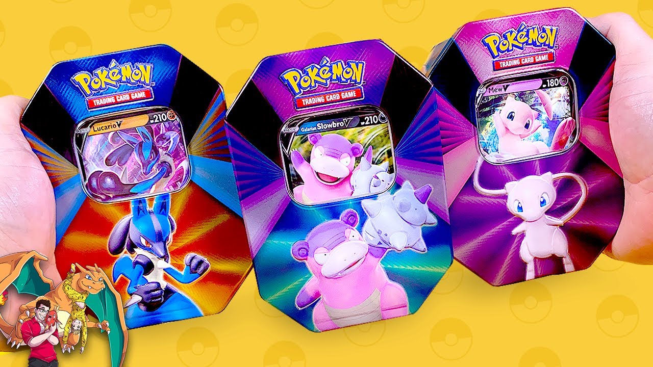 Mew V Force Tins? Lucario V & Slowbro V Pokemon booster packs.