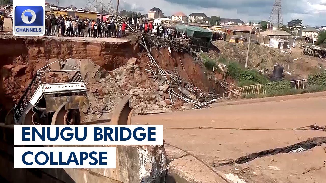 Mbah Visits Site Of Collapsed Bridge In Enugu, Tasks FG On Road Maintenance