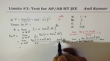 Limit (1 + tan^2 sq rt x)^1/2x  IIT JEE Limits Test Paper Solution