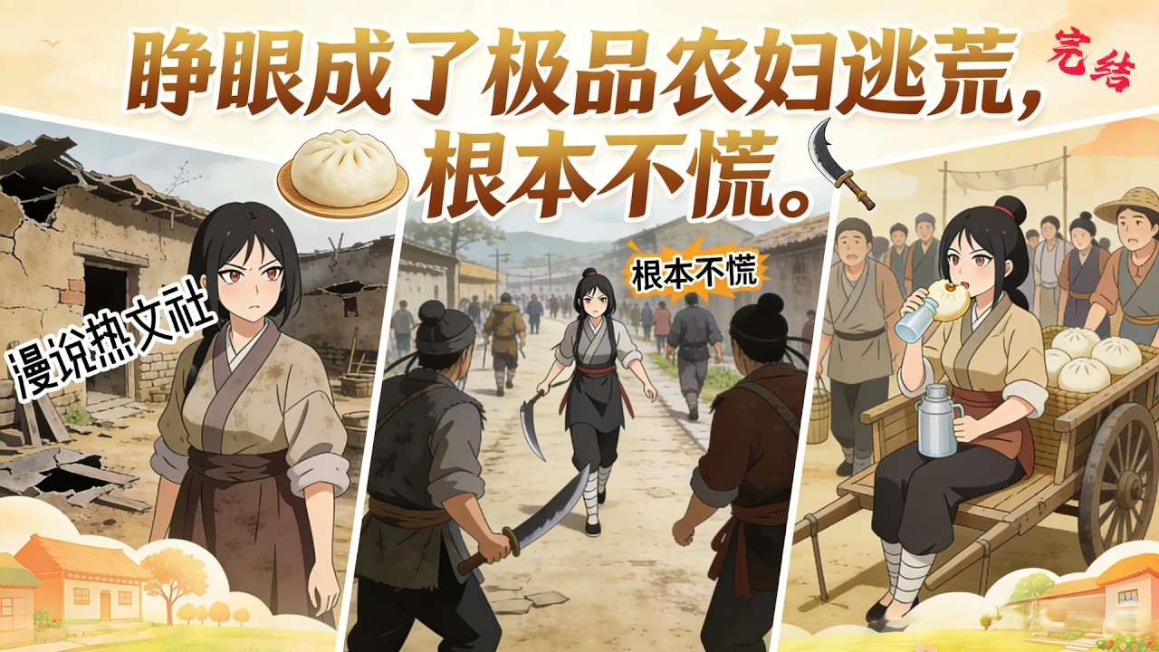 完结《睁眼成了极品农妇逃荒，根本不慌》 白元荷穿成大越朝榆林村极品恶妇， 她拿着还没被闺女嚯嚯送给女主的金手指——灵泉空间，带着全家逃荒、致富、摆脱原剧情、走上温馨发家之路。#逃荒#种田#古代言情