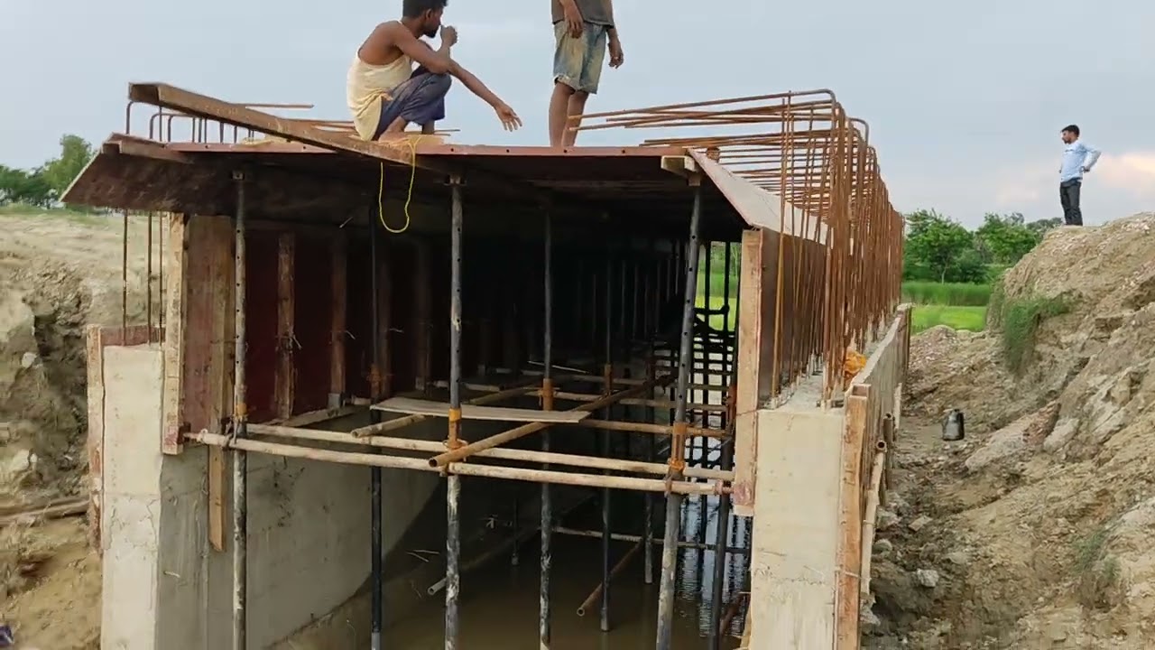 slab shuttering for minor bridge| minor bridge box culvert| Reinforcement binding too slab|