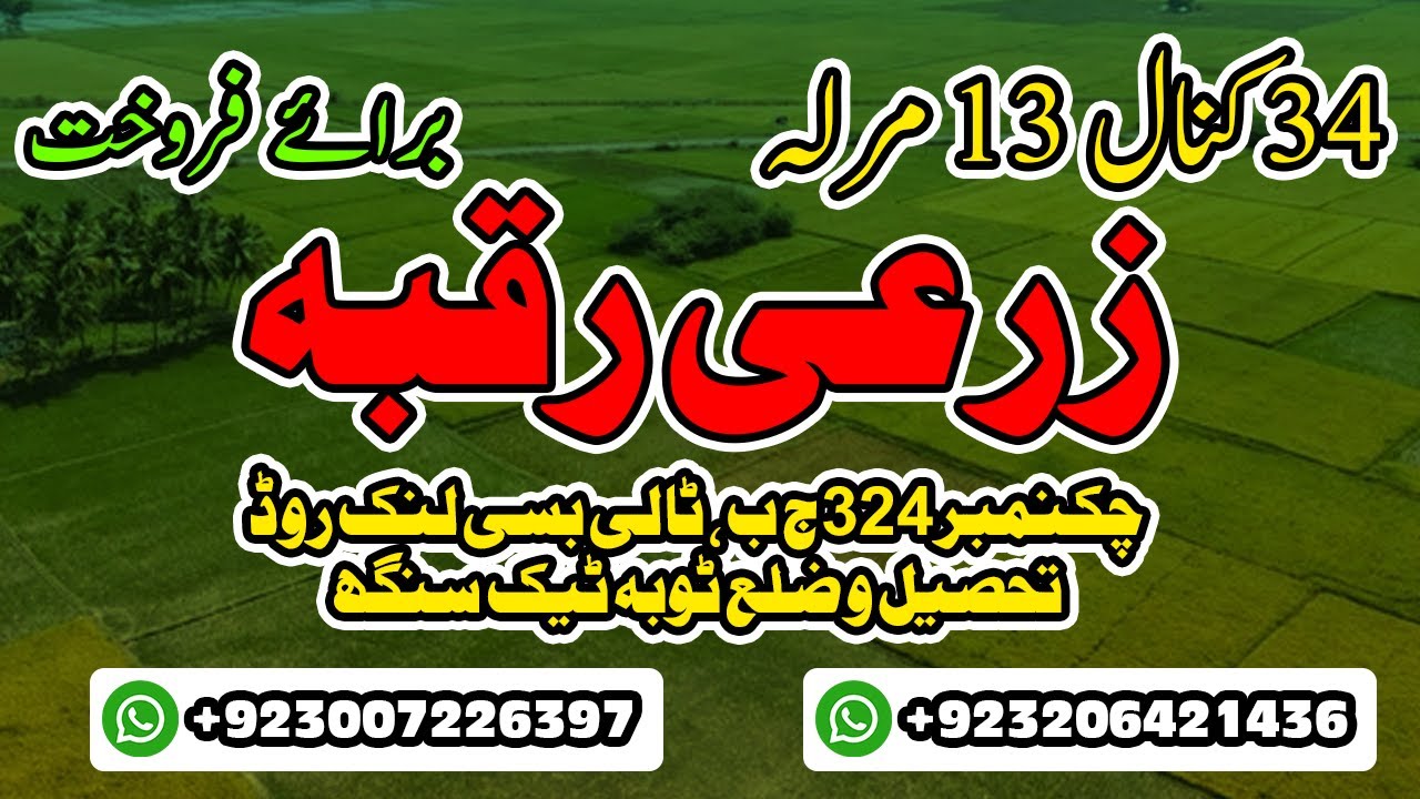 34 Kanal 13 Marla Agriculture + Commercial Land for Sale | Toba Tek Singh | Toba Property