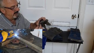 Welding Gloves Heat Resistant Blue 16IN Fireproof Leather For Welding