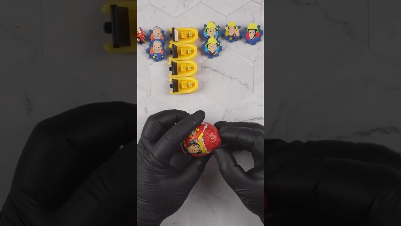 ASMR Fireman Sam Surprise Egg Unboxing | Kinder Style Toy Inside 🚒🍫 (No Talking)