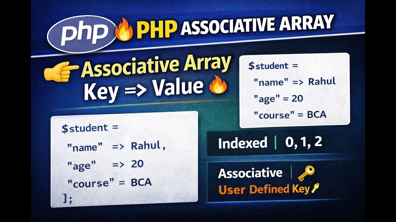 PHP Associative Array in Hindi | Key Value Concept Explained - YouTube