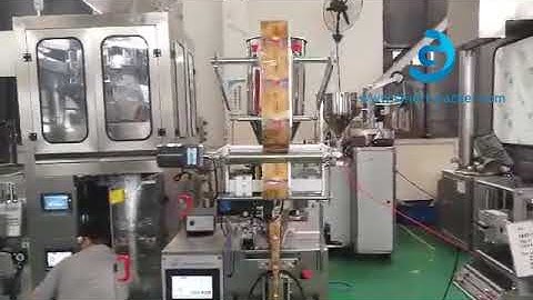 Fin seal bag granule automatic filling sealing machine VFFS equipment testing video