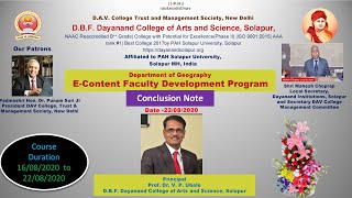 Conclusion Note of one week E-content Faculty Development Program